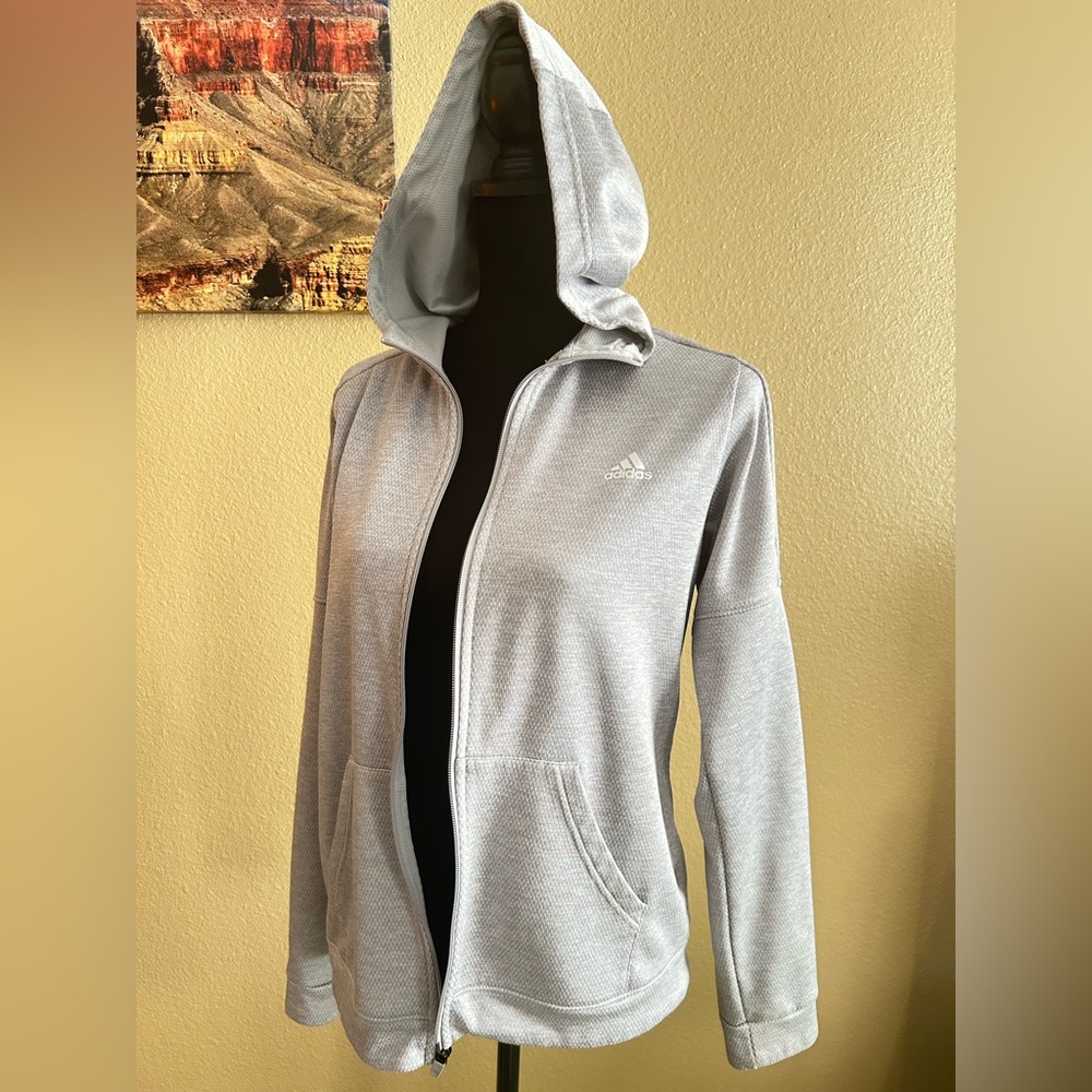 adidas Light Gray Hooded Full-Zip Women's Jacket